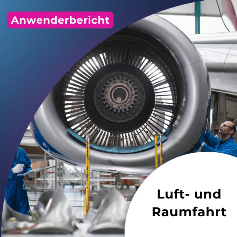Arbeiter vor einer Flugzeugturbine