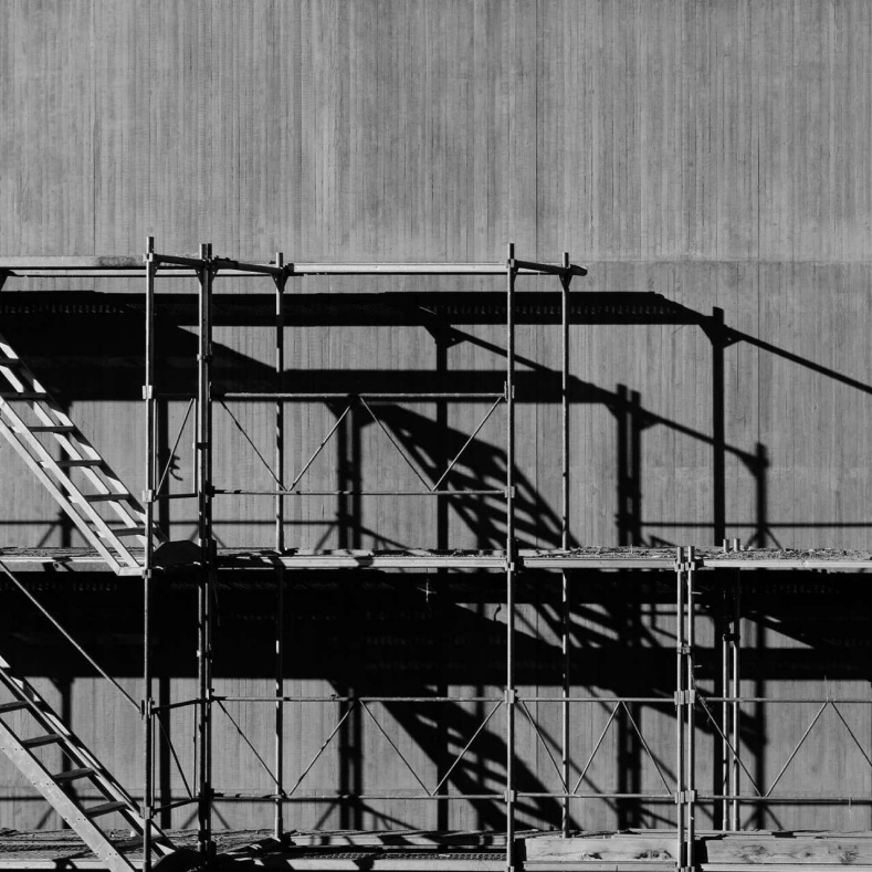 Scaffolding in front of a building