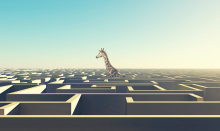 Giraffe in einem Labyrinth